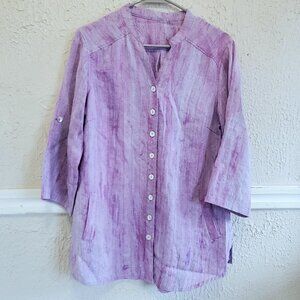 Fridaze Linen Tunic Top, Purple, Size S